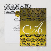 DAMASK GEM MONOGRAM geel rsvp-ijs Kaart (Voorkant / Achterkant)