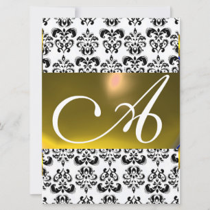 DAMASK GEM MONOGRAM geel wit Kaart