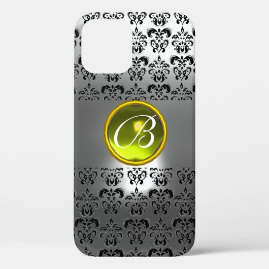 DAMASK GEM MONOGRAM Geel wit kristal Case-Mate iPhone Case (Achterkant)