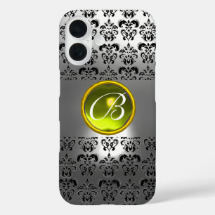 DAMASK GEM MONOGRAM Geel wit kristal iPhone 16 Hoesje