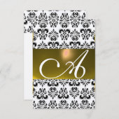 DAMASK GEM MONOGRAM geel wit rsvp goud Kaart (Voorkant / Achterkant)