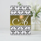 DAMASK GEM MONOGRAM geel wit rsvp goud Kaart (Staand voorkant)