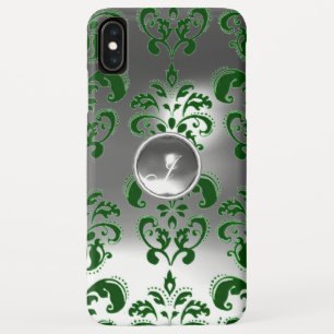 DAMASK GEM MONOGRAM green white iPhone XS Max Hoesje