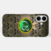 DAMASK GEM MONOGRAM grijs zwart groen Case-Mate iPhone Case (Achterkant (horizontaal))
