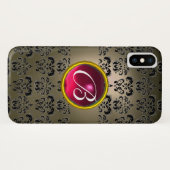 DAMASK GEM MONOGRAM grijze roze fuchsie Case-Mate iPhone Case (Achterkant (horizontaal))