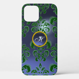 DAMASK GEM MONOGRAM groen paars donker iPhone 12 Hoesje