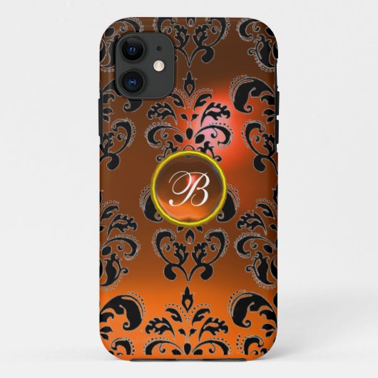 DAMASK GEM MONOGRAM oranje Case-Mate iPhone Case (Achterkant)
