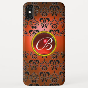 DAMASK GEM MONOGRAM oranje zwart rood iPhone XS Max Hoesje