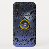 DAMASK GEM MONOGRAM paars donker Case-Mate iPhone Case (Achterkant)