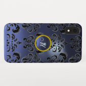 DAMASK GEM MONOGRAM paars donker Case-Mate iPhone Case (Achterkant (horizontaal))