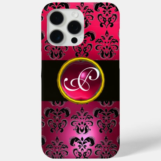DAMASK GEM MONOGRAM Pink Red Ruby Case-Mate iPhone Case (Achterkant)
