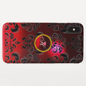 DAMASK GEM MONOGRAM Red burgundy Case-Mate iPhone Case (Achterkant (horizontaal))