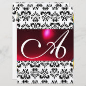 DAMASK GEM MONOGRAM rood bordeaux wit Kaart (Voorkant / Achterkant)