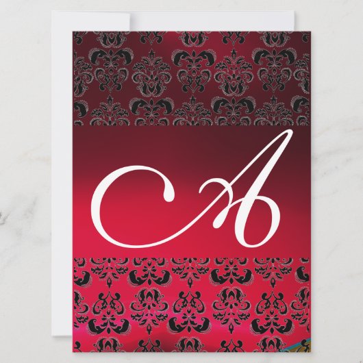 DAMASK GEM MONOGRAM rood bordeauxaux wit Kaart (Voorkant)