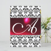 DAMASK GEM MONOGRAM rood bordeauxaux wit Kaart (Staand voorkant)