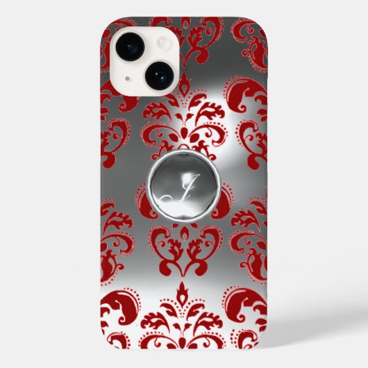 DAMASK GEM MONOGRAM rood wit Case-Mate iPhone Case (Achterkant)