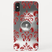 DAMASK GEM MONOGRAM rood wit Case-Mate iPhone Case (Achterkant)