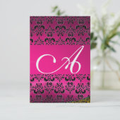 DAMASK GEM MONOGRAM roze rsvp-ijs Kaart (Staand voorkant)