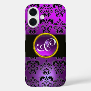 DAMASK GEM MONOGRAM Violet Paarse Amethyst iPhone 16 Hoesje