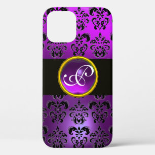 DAMASK GEM MONOGRAM Violet Paarse Amethyst iPhone 12 Hoesje