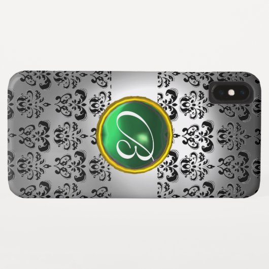 DAMASK GEM MONOGRAM wit zwart groen Case-Mate iPhone Case (Achterkant (horizontaal))