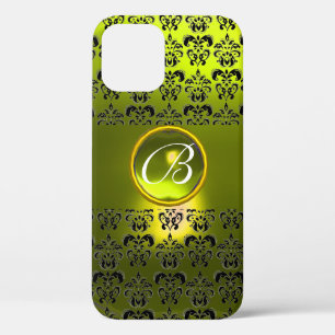 DAMASK GEM MONOGRAM Yellow iPhone 12 Hoesje