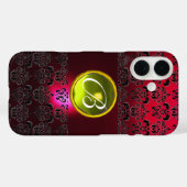 DAMASK GEM MONOGRAM Yellow Topaz, Red Ruby Case-Mate iPhone Case (Achterkant (horizontaal))