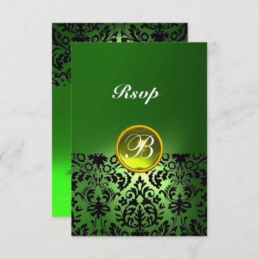 DAMASK GEM PIERRE MONOGRAM Jaune Vert Rsvp (Devant / Derrière)
