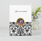 DAMASK GEM STONE MONOGRAM amethyst paars wit Kaart (Staand voorkant)