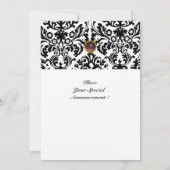 DAMASK GEM STONE MONOGRAM amethyst paars wit Kaart (Achterkant)