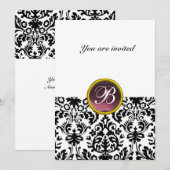 DAMASK GEM STONE MONOGRAM amethyst paars wit Kaart (Voorkant / Achterkant)