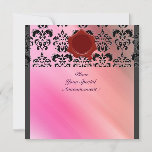 DAMASK GEM STONE MONOGRAM paarse violette zijde Kaart (Achterkant)