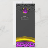 DAMASK GEM STONE MONOGRAM paarse violette zijde Kaart (Achterkant)