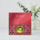 DAMASK GEM STONE MONOGRAM paarse zijde Kaart (Staand voorkant)