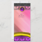 DAMASK GEM STONE MONOGRAM roze paarse violette zij Kaart (Achterkant)