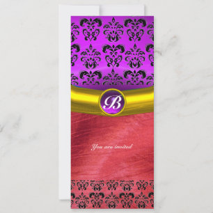 DAMASK GEM STONE MONOGRAM roze paarse violette zij Kaart