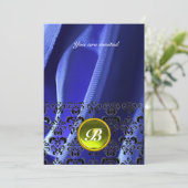 DAMASK GEM STONE MONOGRAM silenblauw Kaart (Staand voorkant)