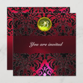 DAMASK GEM STONE MONOGRAM yellow red burgundy Kaart (Voorkant / Achterkant)