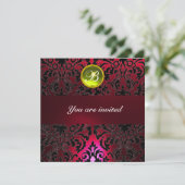 DAMASK GEM STONE MONOGRAM yellow red burgundy Kaart (Staand voorkant)