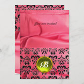 DAMASK GEM STONE MONOGRAM zijde roze Kaart (Voorkant / Achterkant)