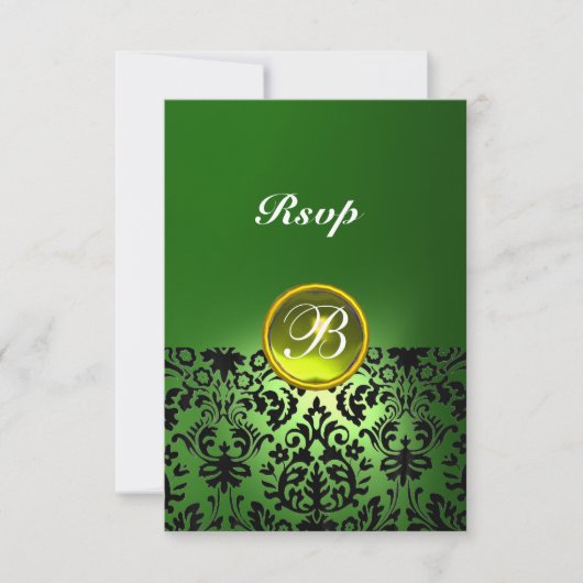 DAMASK GEMME PIERRE MONOGRAMME Vert Jaune Rsvp (Devant)