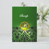 DAMASK GEMME PIERRE MONOGRAMME Vert Jaune Rsvp (Debout devant)
