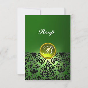 DAMASK GEMME PIERRE MONOGRAMME Vert Jaune Rsvp