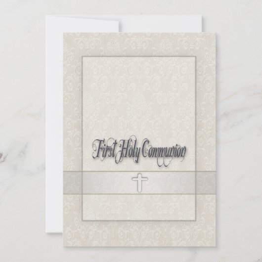 Damask Girls First Communion Invitation (Devant)