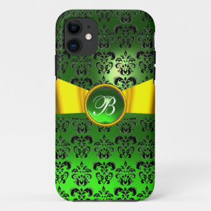 DAMASK GIRLY MONOGRAM green Gele lint iPhone 11 Hoesje