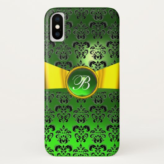 DAMASK GIRLY MONOGRAM green Gele lint Case-Mate iPhone Case (Achterkant)