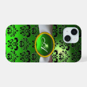 DAMASK GIRLY MONOGRAM ruban vert blanc (Verso Horizontal)