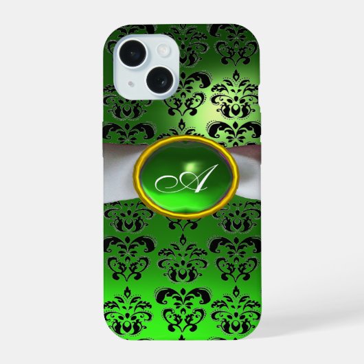 DAMASK GIRLY MONOGRAM ruban vert blanc (Verso)