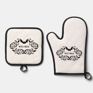 Damask Glam Bat gepersonaliseerd Ovenwant & Pannenlap Set
