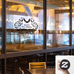 Damask Glam Bat Happy Halloween Raamsticker